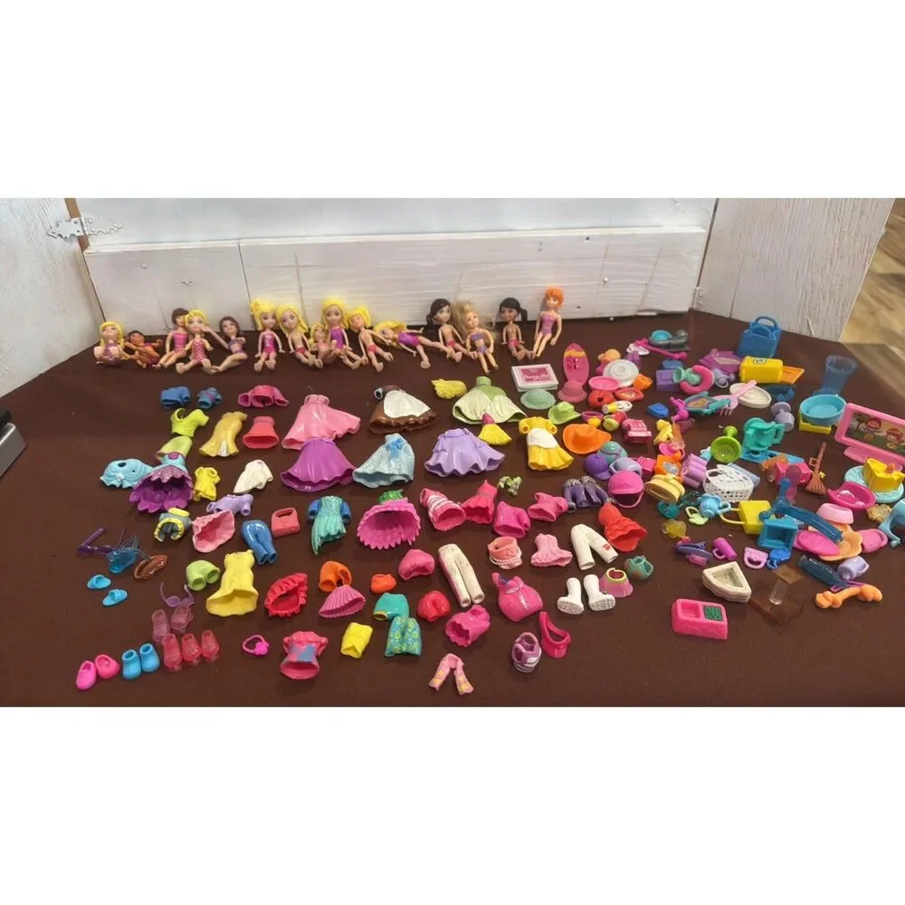 Huge POLLY POCKEt Lot Modern Dolls Accessories Clothes